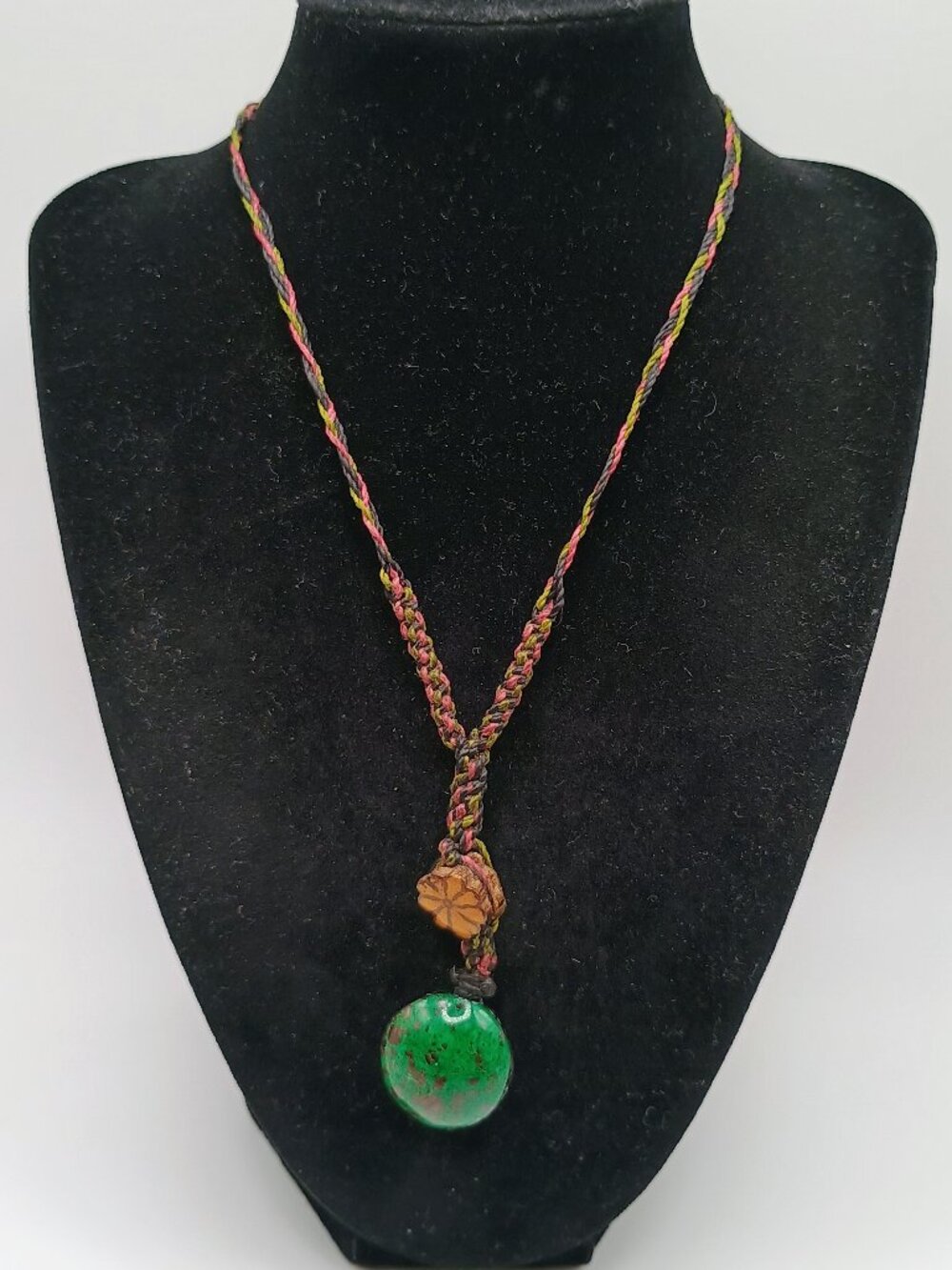 Shamanic Jungle Spirit Macrame Jade Flower Ayahuasca Necklace